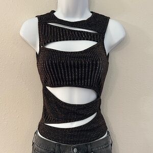 White Fox Boutique Black Cut-Out Tank Top
